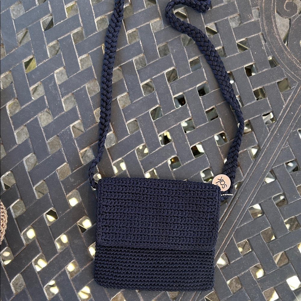 The Sak Navy Crochet Crossbody Bag